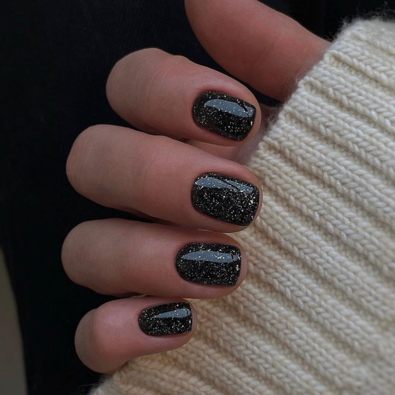 60+ Charming Black Nail Ideas — Granite Inspired Black Nails