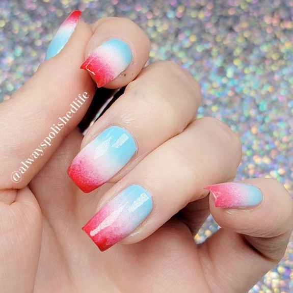 39 Best 4th Of July Nails To Rock The Day — Gradient Blue, White and Red Patriotic Nails