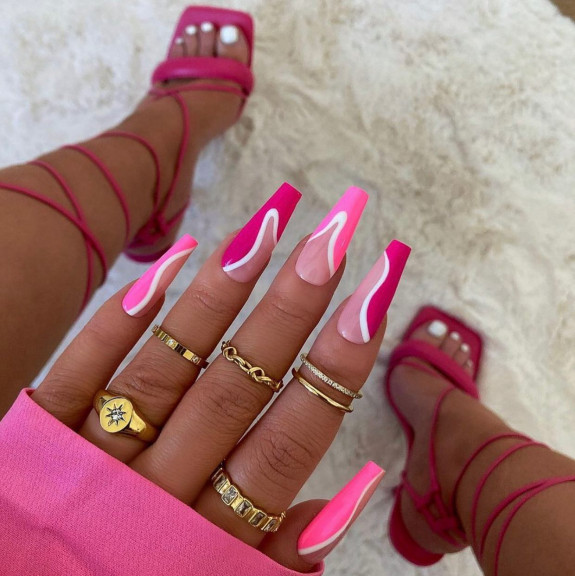 50+ Jaw-Dropping Hot Pink Nails For Summer — Pink on Pink Coffin Nails