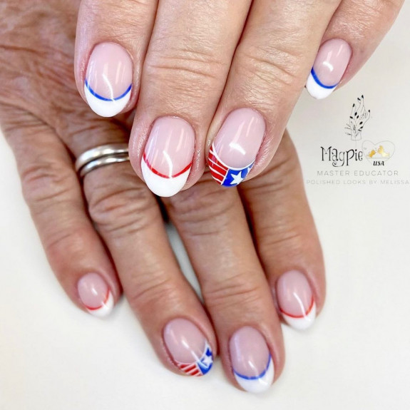 39 Best 4th Of July Nails To Rock The Day —White French + American Flag Nails