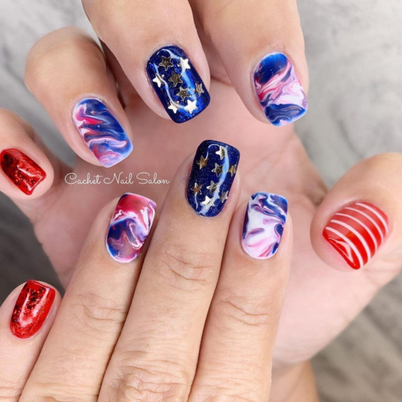 39 Best 4th Of July Nails To Rock The Day — Blue and Red Patriotic Nail Art