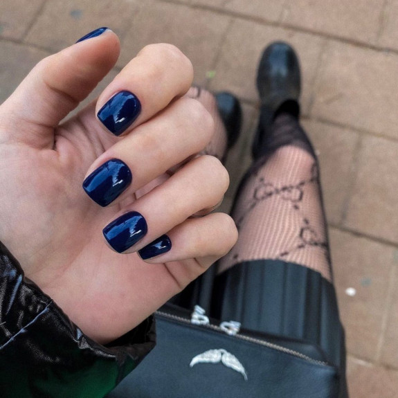 60+ Charming Black Nail Ideas — Tapered Square Black Nails