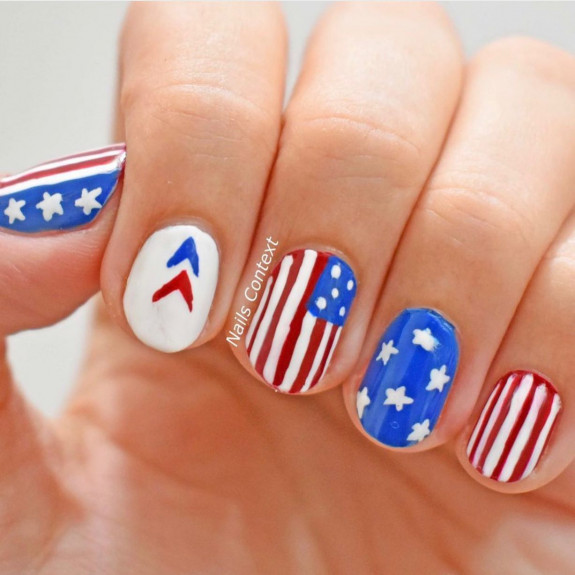 39 Best 4th Of July Nails To Rock The Day — Blue, White and Red Round ...