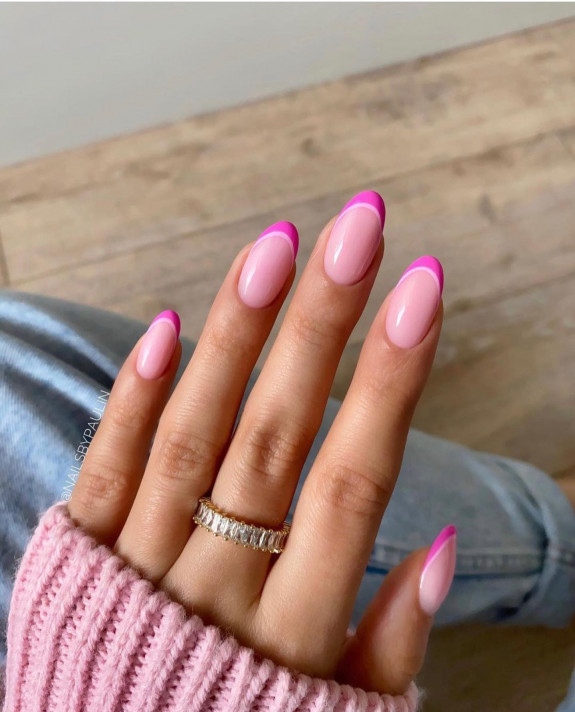 50+ Jaw-Dropping Hot Pink Nails For Summer — Minimalist Hot Pink French Tip Nails