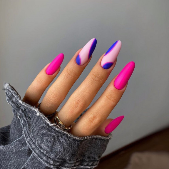 short hot pink nails, hot pink nails, hot pink nail designs 2022, hot pink french tip nails, hot pink acrylic nails, hot pink nails with design, hot pink nails with glitter, summer hot pink nails, hot pink nails with silver glitter, swirl hot pink nails , hot pink almond nails, funky hot pink nails