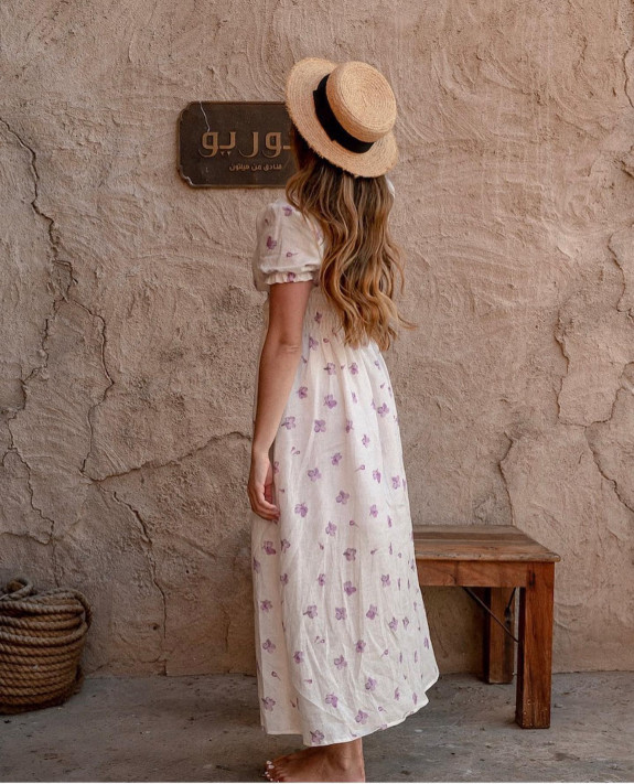 50 Cute Summer Dress Ideas to Wear in 2022 — Lavender Color Flower Printed Dress