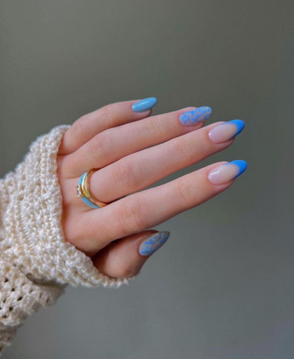 40 Best June Nail Designs — Blue French Tip Nail Art