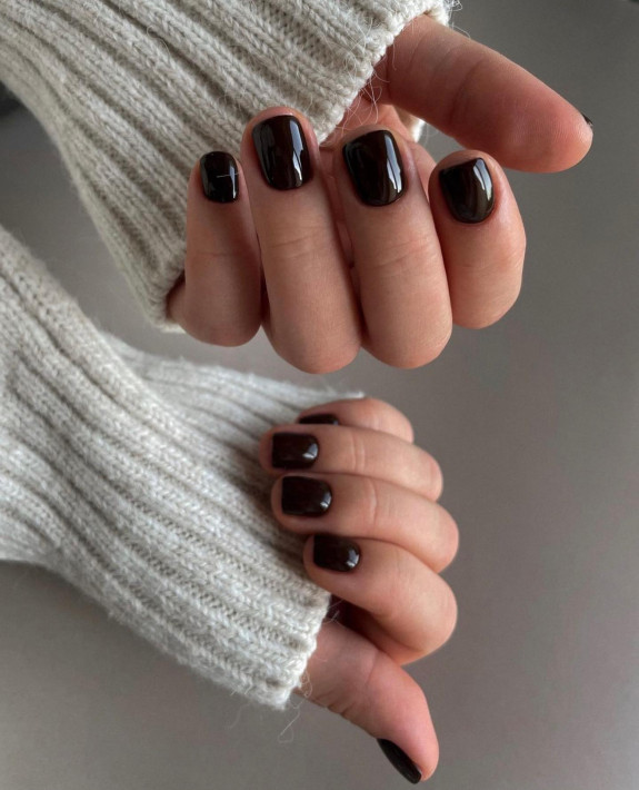 60+ Charming Black Nail Ideas — Brown-Black Nails