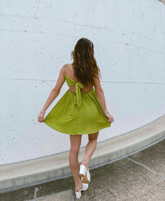 50 Cute Summer Dress Ideas to Wear in 2022 — Chartreuse Tie Back Dress