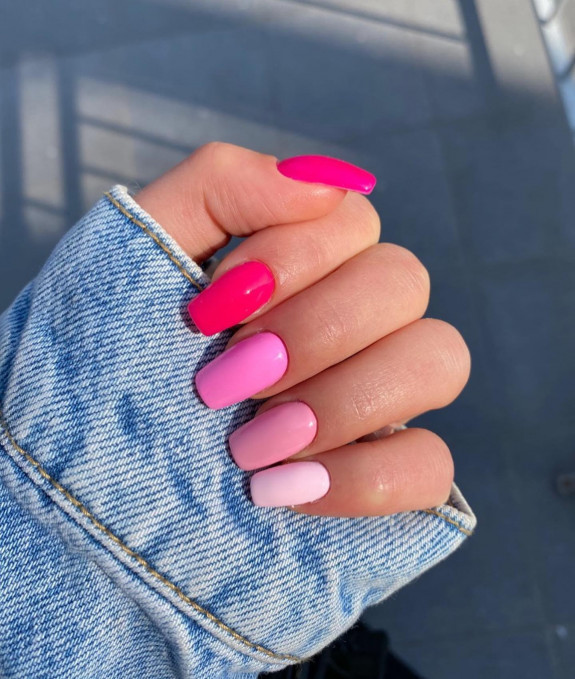 40 Best June Nail Designs — Simple Gradient Pink Nails Polish