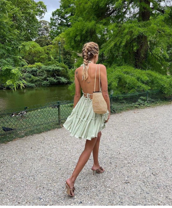 50 Cute Summer Dress Ideas to Wear in 2022 — Open Back Green Mini Dress