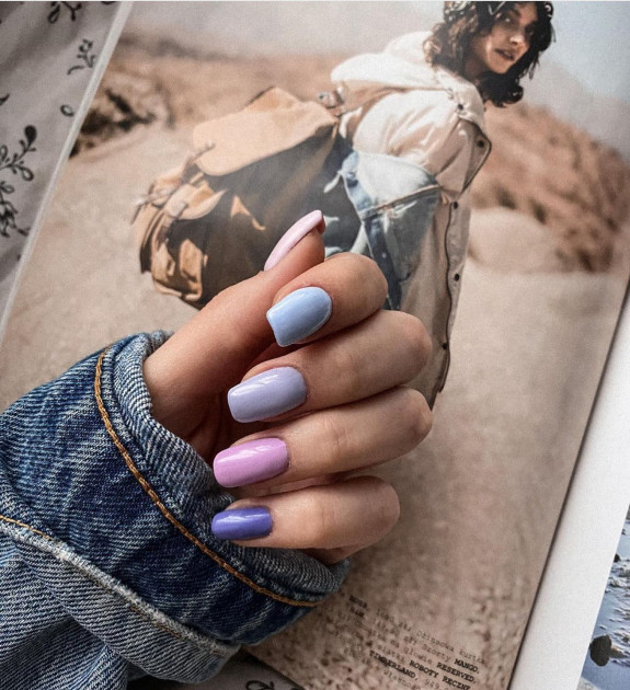 40 Best June Nail Designs — Blue Gradient Nails Polish