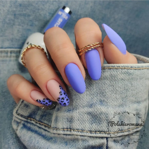 40 Best June Nail Designs — Indigo Cheetah Print Nail Art