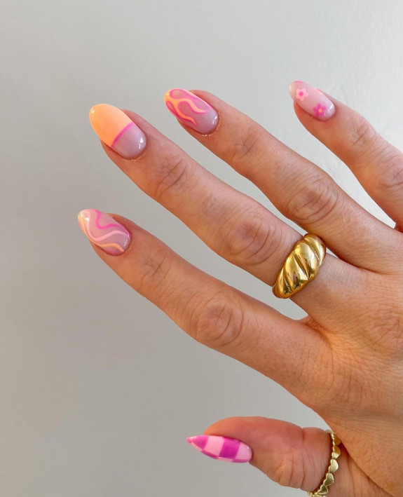 40 Best June Nail Designs — Peach and Pink Nail Art
