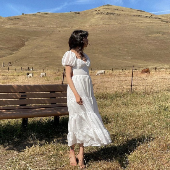 50 Cute Summer Dress Ideas to Wear in 2022 — Simple White Tier Midi Dress