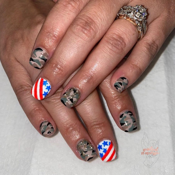 35 Memorial Day Nail Art Designs — Camouflage & American Flag Nails