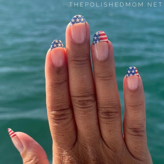 35 Memorial Day Nail Art Designs —American Flag French Tips