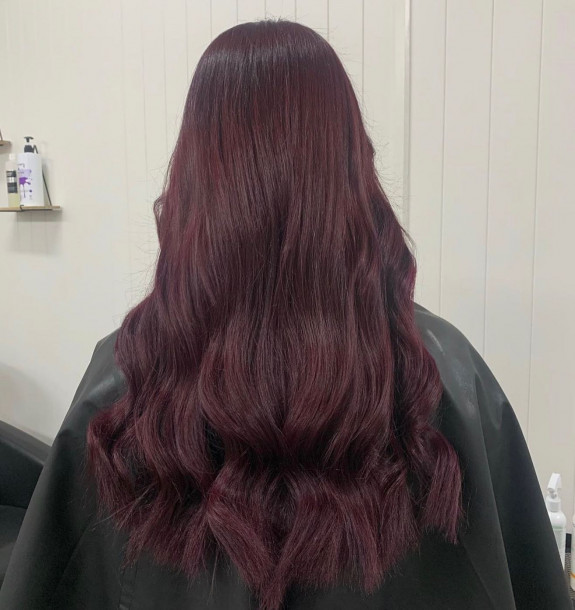 35 Plum Black Hair Color Ideas — Plum-Burgundy Long Hair