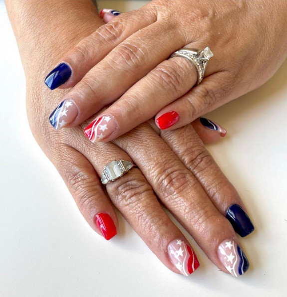 35 Memorial Day Nail Art Designs — Patriotic Tapered Square Nails