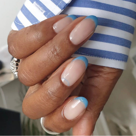 54 Cute French Tip Nail Ideas — Blue French Tips