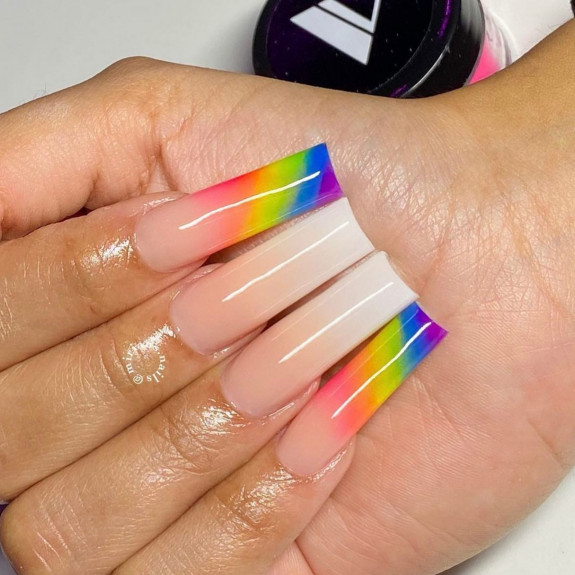 38 Pride Nail Ideas — Ombre Rainbow Acrylic Nails