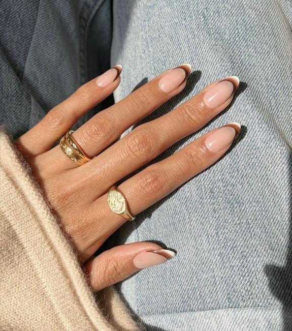 54 Cute French Tip Nail Ideas — Neutral Rainbow French Tip Nails