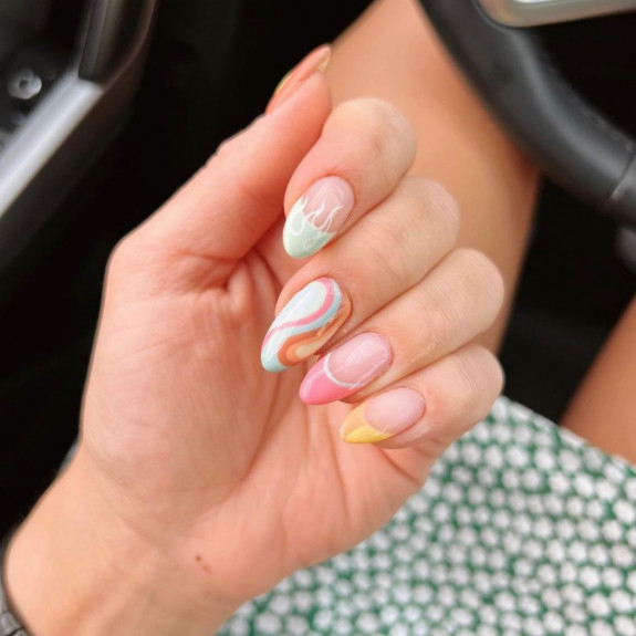 25 Nail art ete 2022 — Pastel Swirl Nails