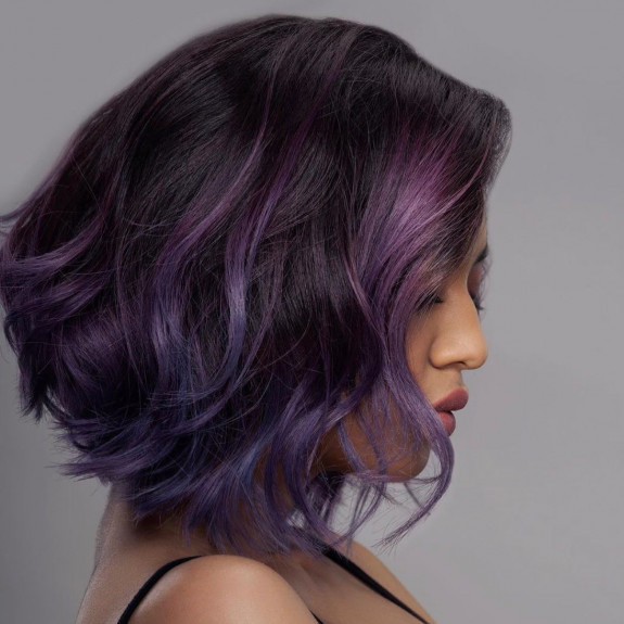 35 Plum Black Hair Color Ideas — Trendy Lob Plum Hair Color