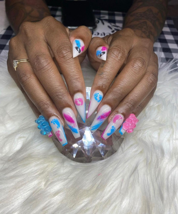 36 Gender Reveal Nail Ideas — Blue and Pink Gender Reveal Nails