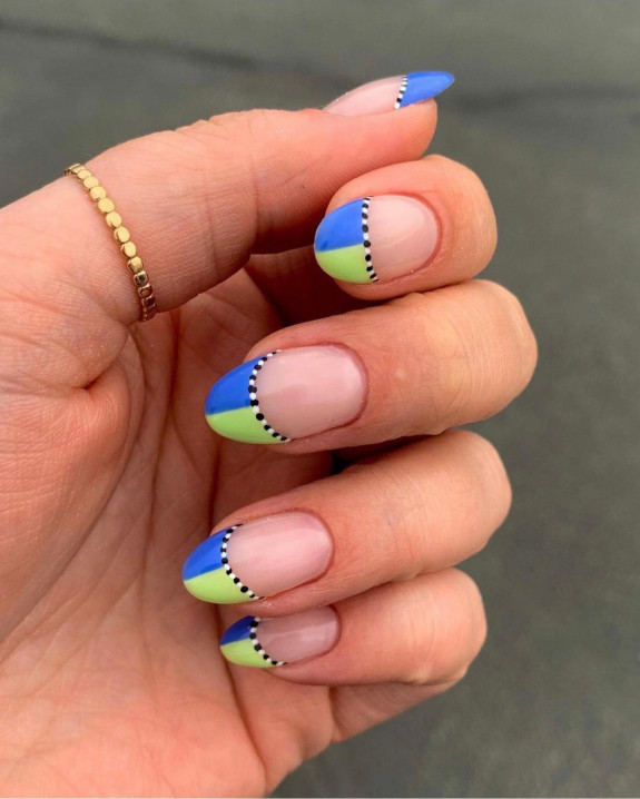 54 Cute French Tip Nail Ideas — Blue and Mint French Tips