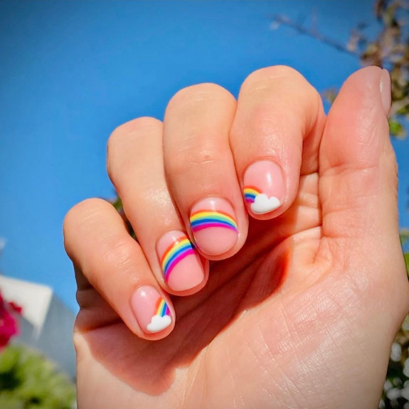 38 Pride Nail Ideas — Rainbow Natural Short Nails