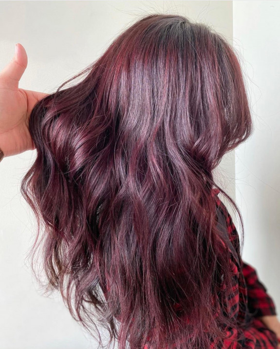 35 Plum Black Hair Color Ideas — Pink Plum Long Hair