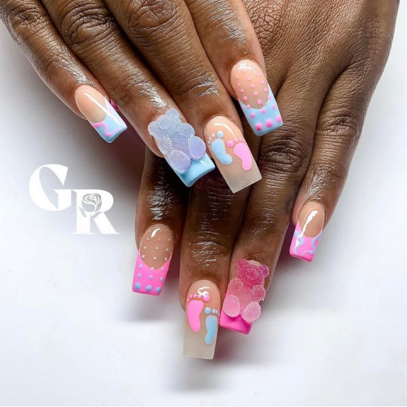 36 Gender Reveal Nail Ideas — Kawaii Gender Reveal Nails