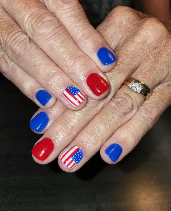 35 Memorial Day Nail Art Designs — American Flag, Blue and Red Nails