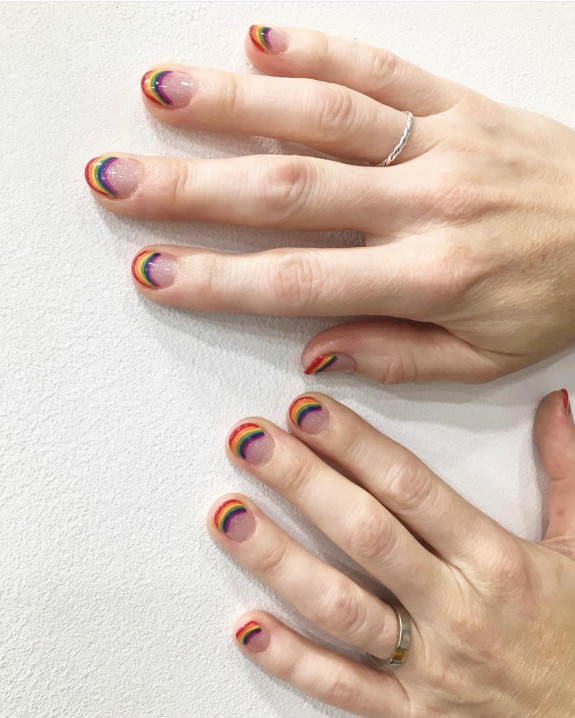 38 Pride Nail Ideas — Rainbow French Tip Nails 2061