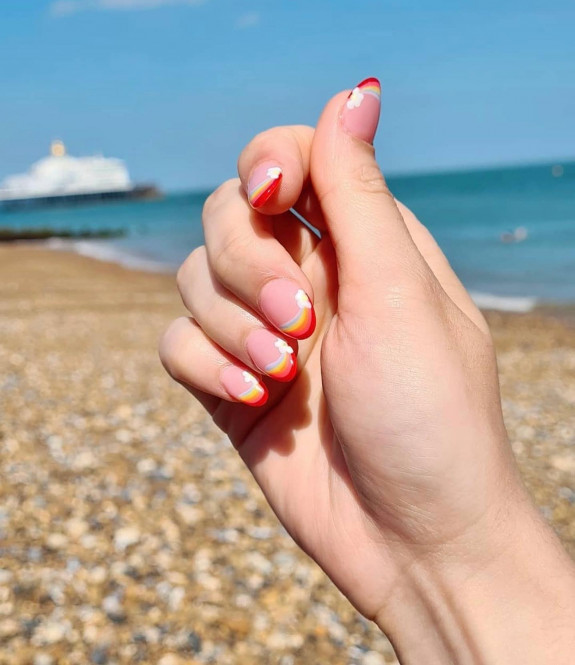 38 Pride Nail Ideas — Rainbow Tip Short Nails