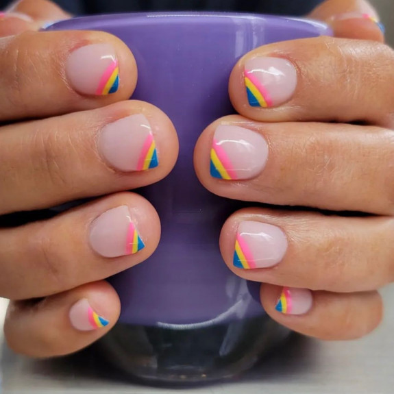 38 Pride Nail Ideas — Rainbow Side Tip Nails