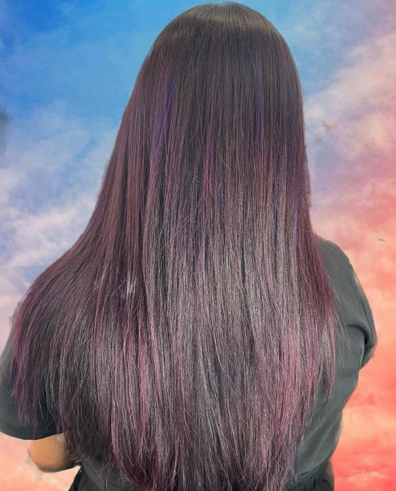 35 Plum Black Hair Color Ideas — Plum Hair with Purple Highlights