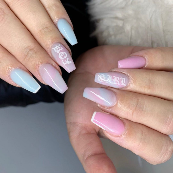 36 Gender Reveal Nail Ideas — Boy or Girl Ombre Blue and Pink Nails