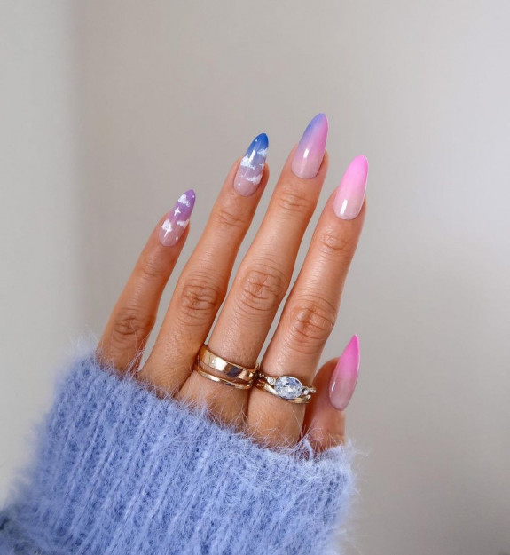 36 Gender Reveal Nail Ideas — Dreamy Fluffy Cloud Nails