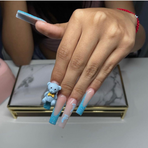 36 Gender Reveal Nail Ideas — It’s a Boy Acrylic Nails