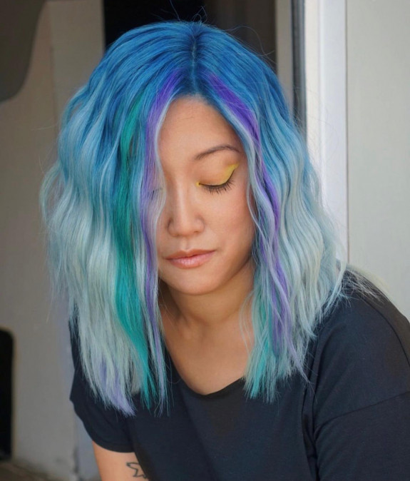 35 Crazy Hair Color Ideas — Soft Teal Hair Color