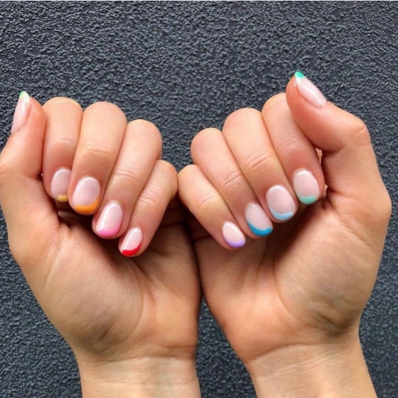 38 Pride Nail Ideas — Skittle Rainbow Short Nails