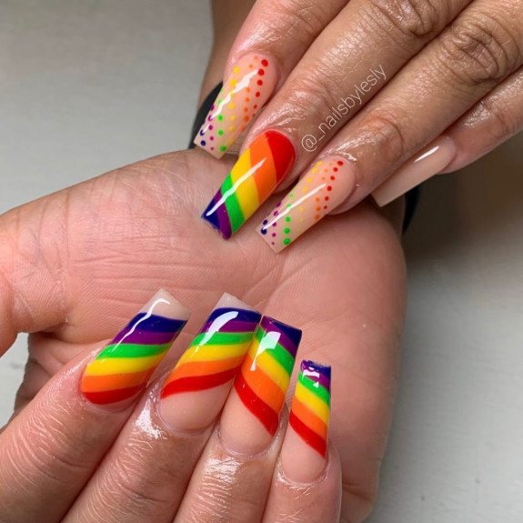 38 Pride Nail Ideas — Rainbow Acrylic Coffin Nails