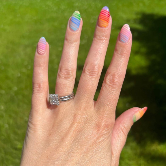 38 Pride Nail Ideas — Gradient Rainbow Nails