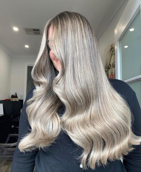 37 Ash Blonde Hair Color Ideas — Ash Blonde Balayage Long Hair