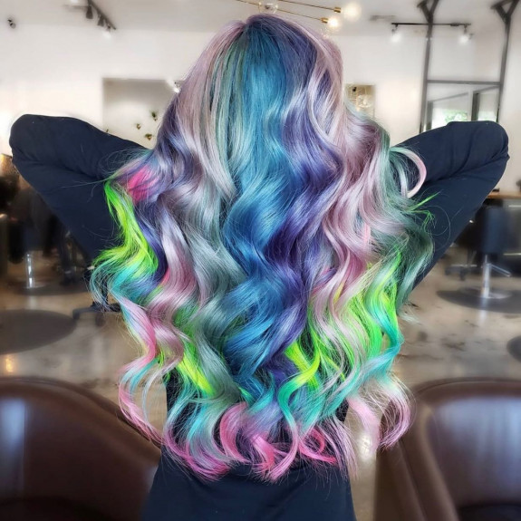 35 Crazy Hair Color Ideas — Multi-Color Ribbon