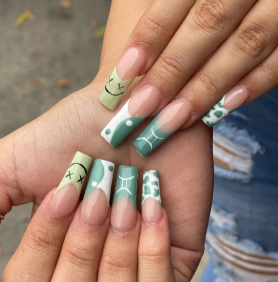 30 Best Gemini Nail Designs — Sage French Tip Nails