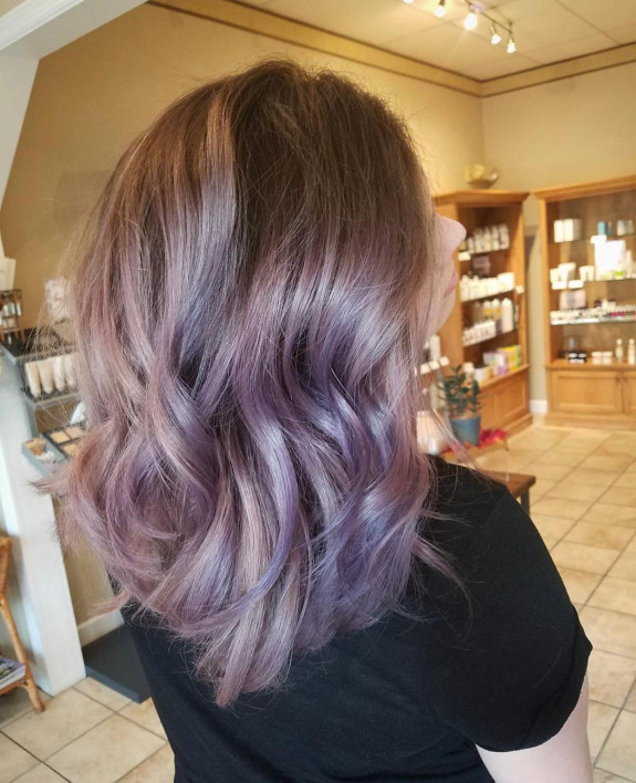 25 Best  Brown Lavender Hair Color Ideas — Voluminous Brown Lavender