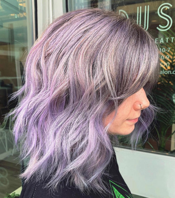 brown lavender hair color, lavender balayage on brown hair, lavender hair color, best hair color ideas 2022, lavender brown hair color, lavender hair, short lavender brown hair, brown lavender hair balayage, lavender highlights, pastel brown lavender hair, hair color, lavender brown hair